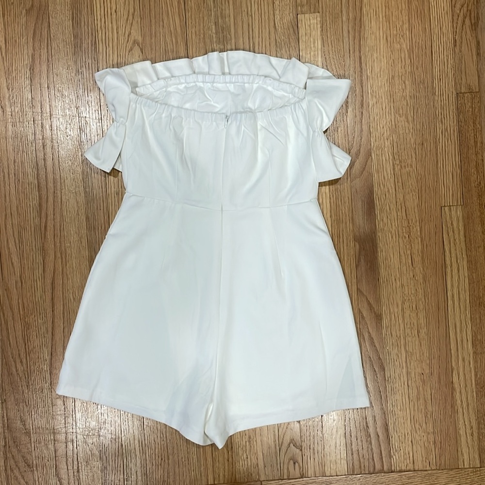 White Ruffle Romper - Picture 4 of 4